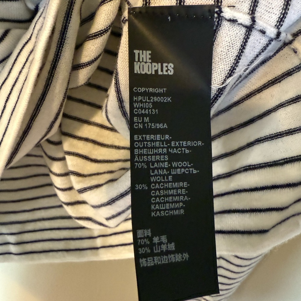 The Kooples Wool Cashmere Crest Striped Crewneck Sweater NWT Medium - Picture 6 of 9